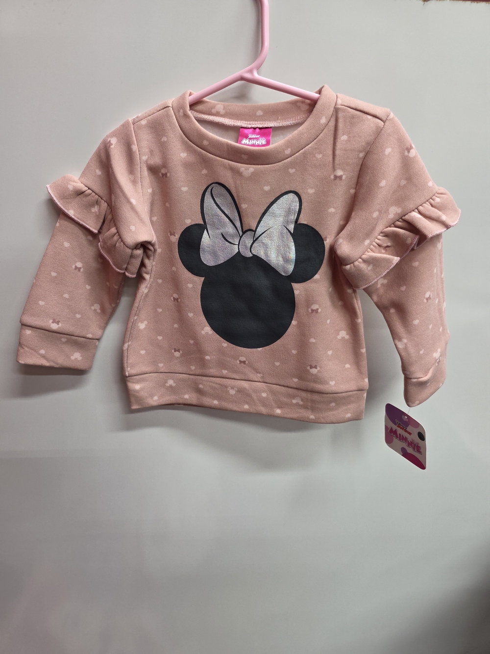 Disney Pink Minnie Mouse Ruffle Sleeve Sweatshirt